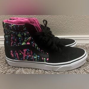 Vans Sk8-hi neon splatter shoes women’s size 9, men’s size 7.5